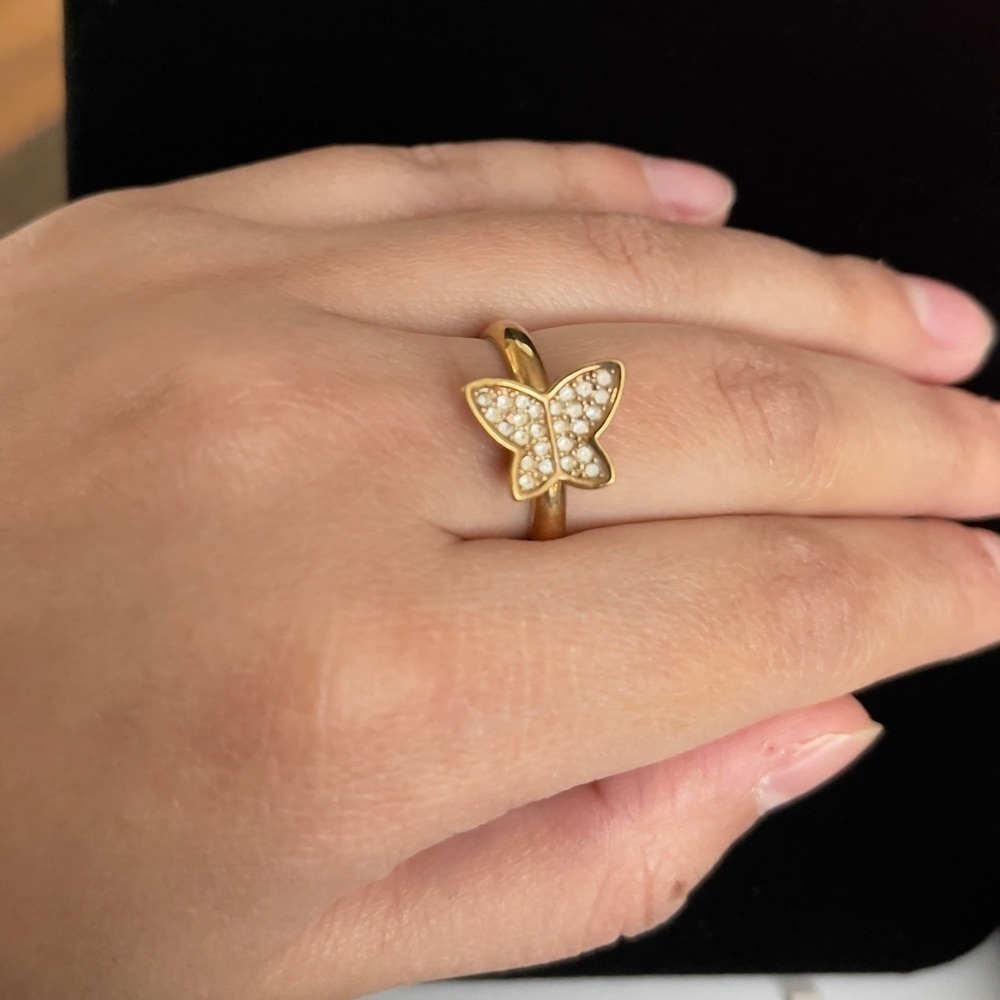 Butterfly seta cz cluster ring